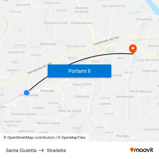 Santa Giuletta to Stradella map