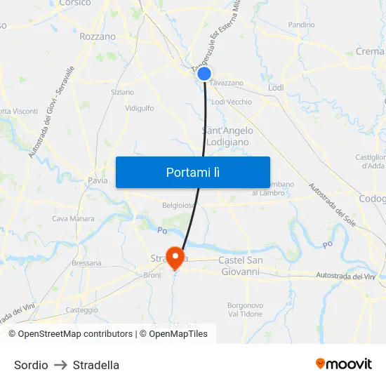 Sordio to Stradella map
