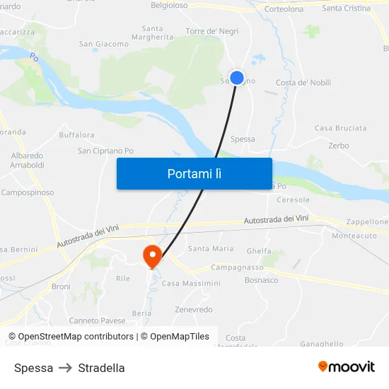Spessa to Stradella map