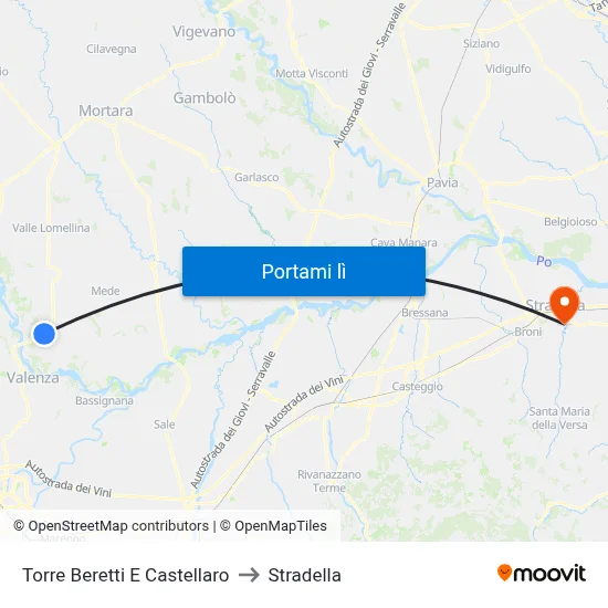 Torre Beretti E Castellaro to Stradella map