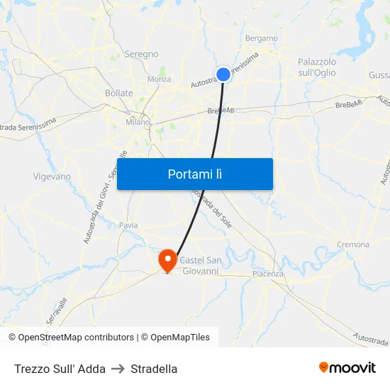 Trezzo Sull' Adda to Stradella map