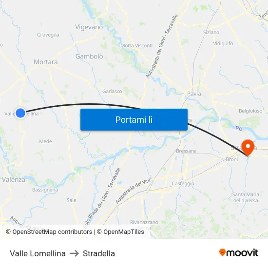 Valle Lomellina to Stradella map