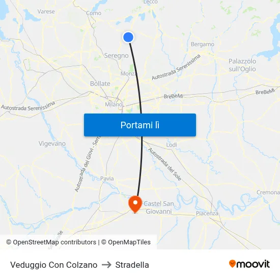 Veduggio Con Colzano to Stradella map