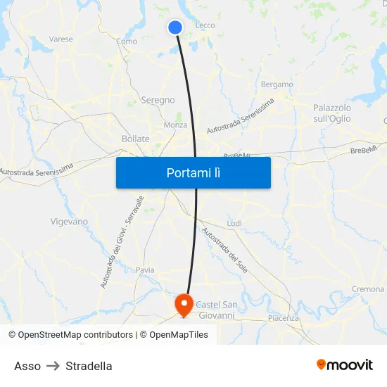 Asso to Stradella map