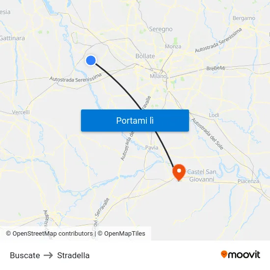 Buscate to Stradella map