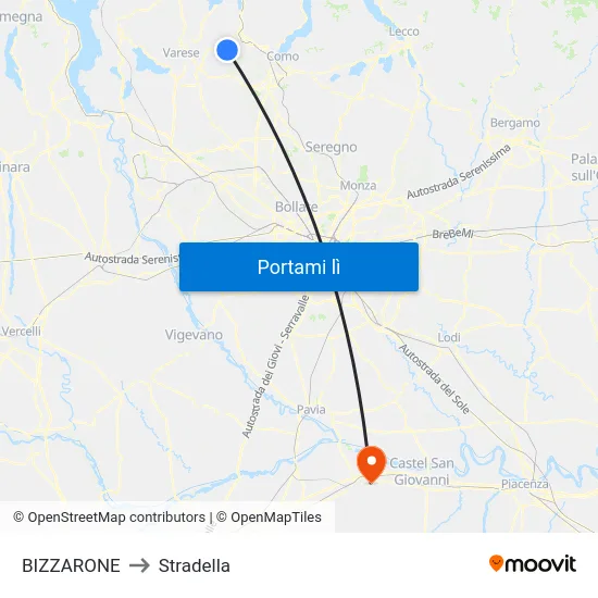 BIZZARONE to Stradella map