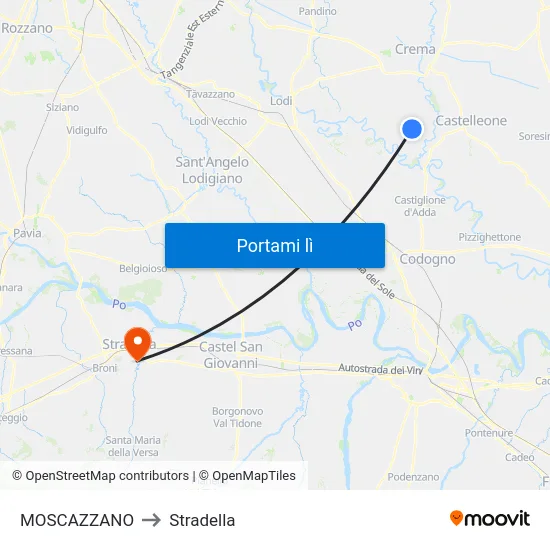 MOSCAZZANO to Stradella map