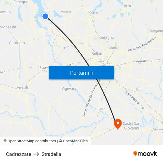 Cadrezzate to Stradella map