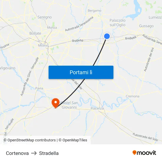Cortenova to Stradella map