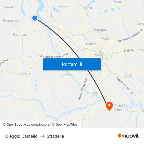 Oleggio Castello to Stradella map