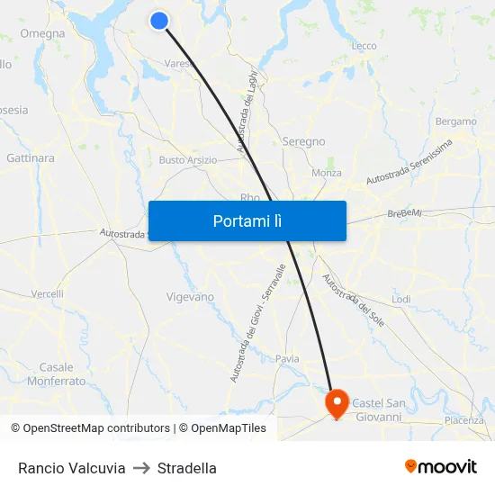 Rancio Valcuvia to Stradella map