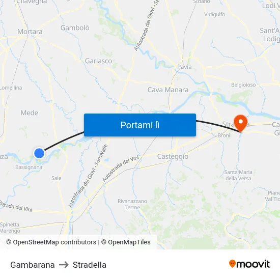 Gambarana to Stradella map