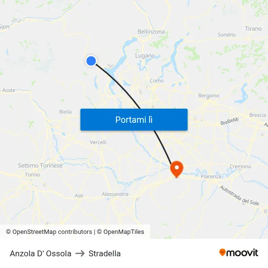 Anzola D' Ossola to Stradella map