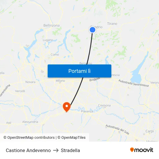 Castione Andevenno to Stradella map
