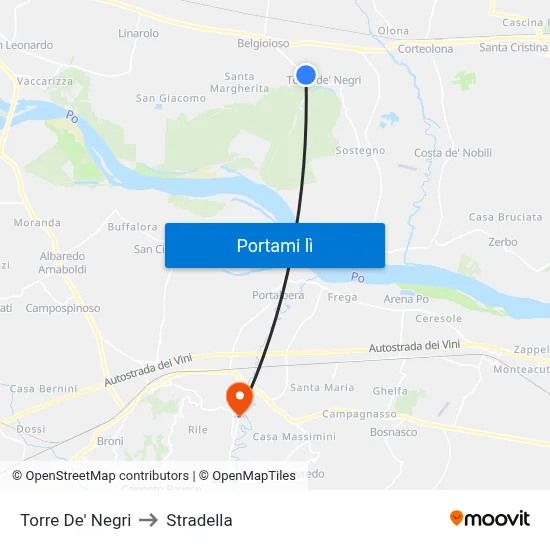 Torre De' Negri to Stradella map
