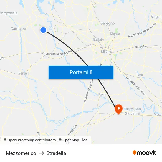 Mezzomerico to Stradella map
