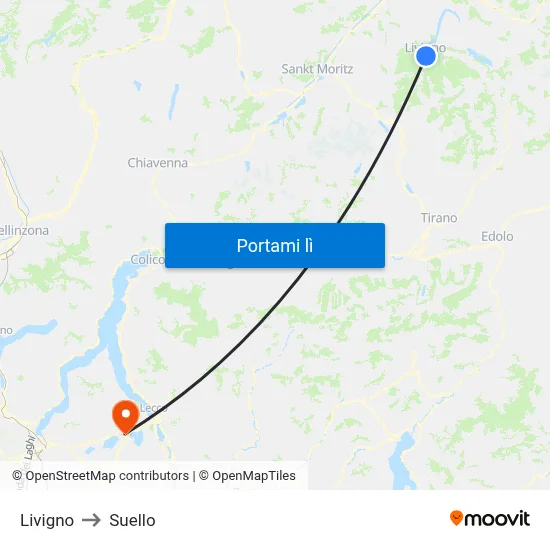 Livigno to Suello map