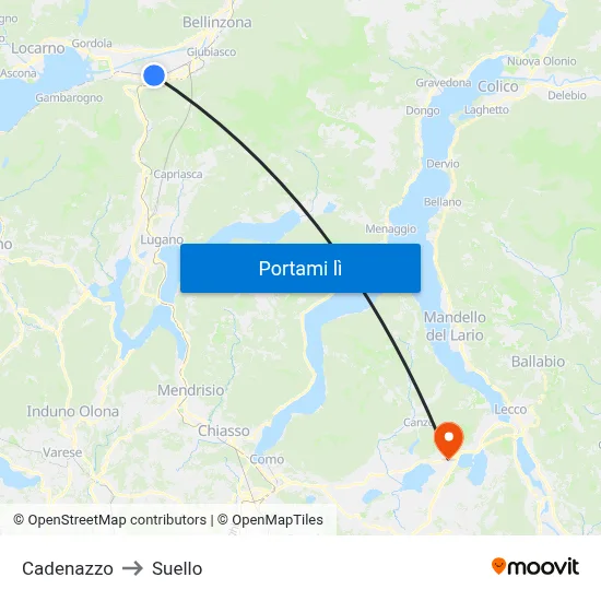 Cadenazzo to Suello map