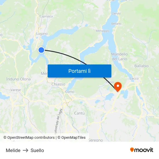 Melide to Suello map
