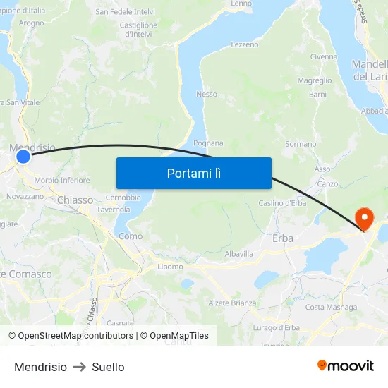 Mendrisio to Suello map