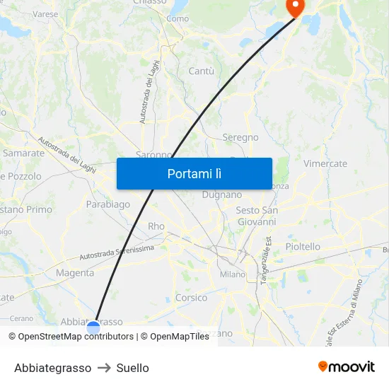 Abbiategrasso to Suello map