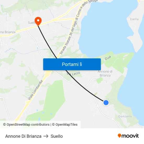 Annone Di Brianza to Suello map