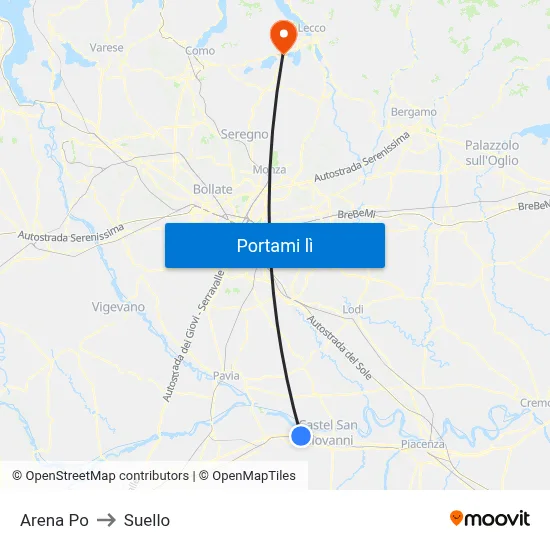Arena Po to Suello map