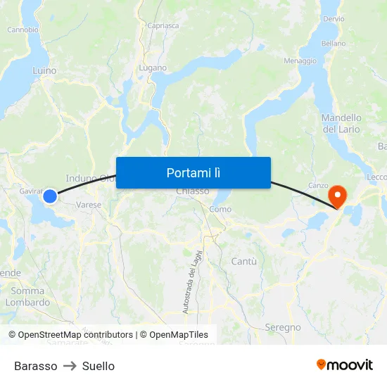 Barasso to Suello map