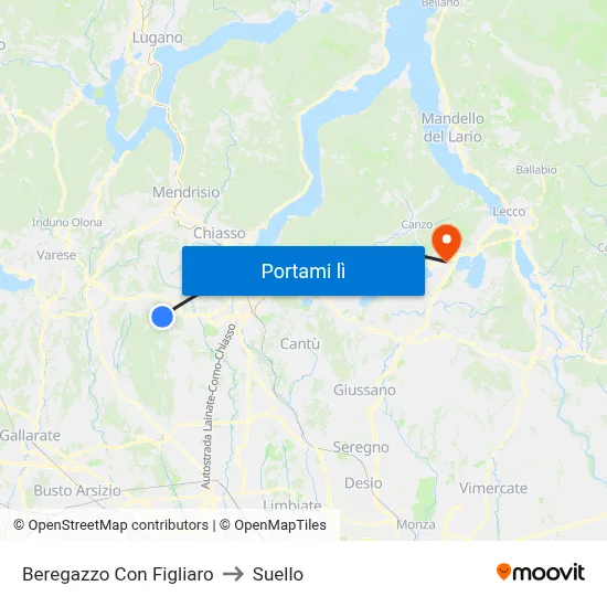 Beregazzo Con Figliaro to Suello map