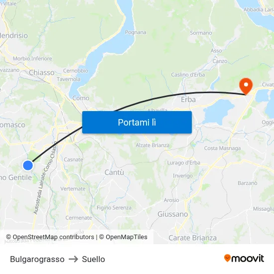 Bulgarograsso to Suello map