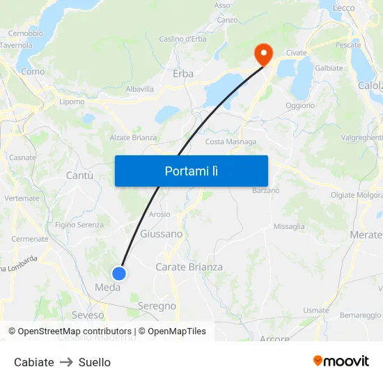 Cabiate to Suello map