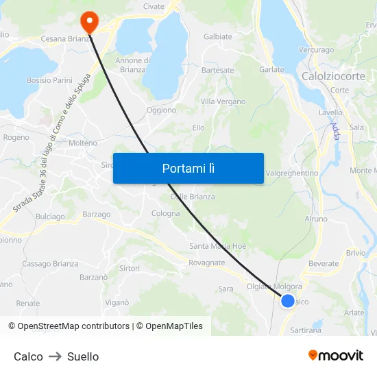 Calco to Suello map
