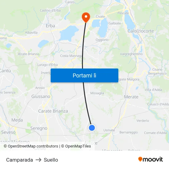 Camparada to Suello map