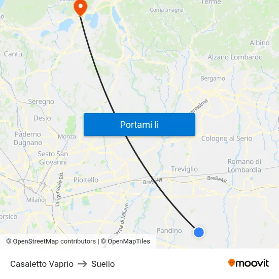 Casaletto Vaprio to Suello map