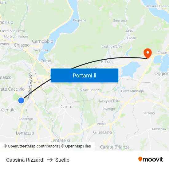 Cassina Rizzardi to Suello map