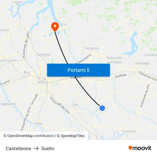 Castelleone to Suello map