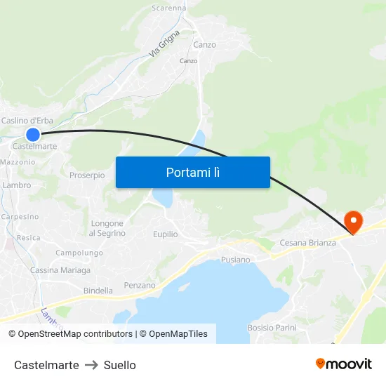 Castelmarte to Suello map