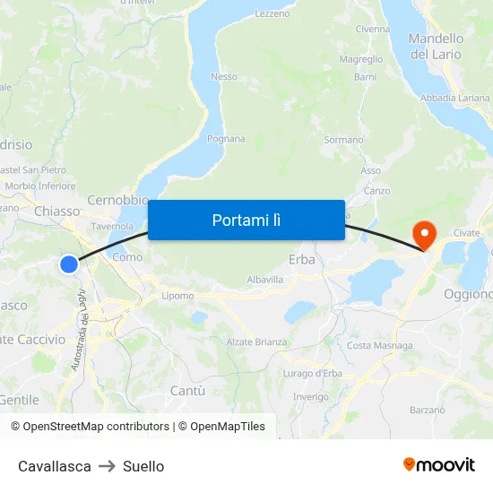 Cavallasca to Suello map