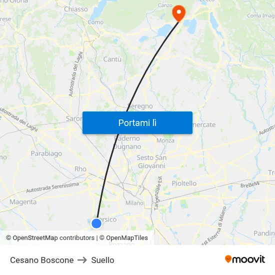 Cesano Boscone to Suello map