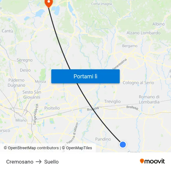 Cremosano to Suello map