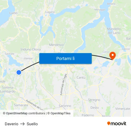 Daverio to Suello map