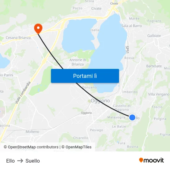 Ello to Suello map