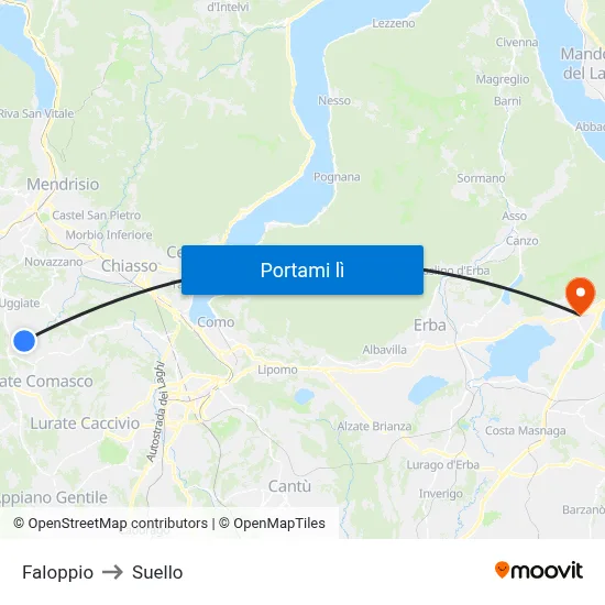 Faloppio to Suello map