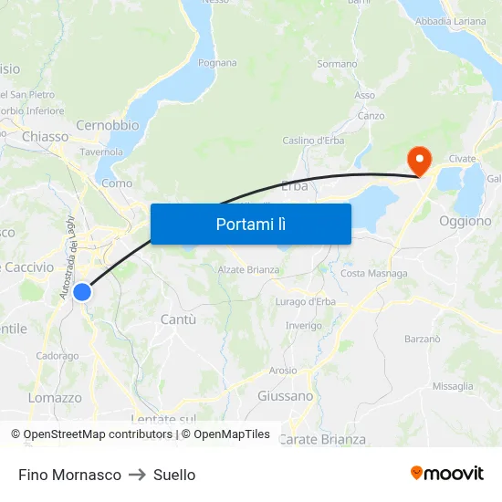 Fino Mornasco to Suello map