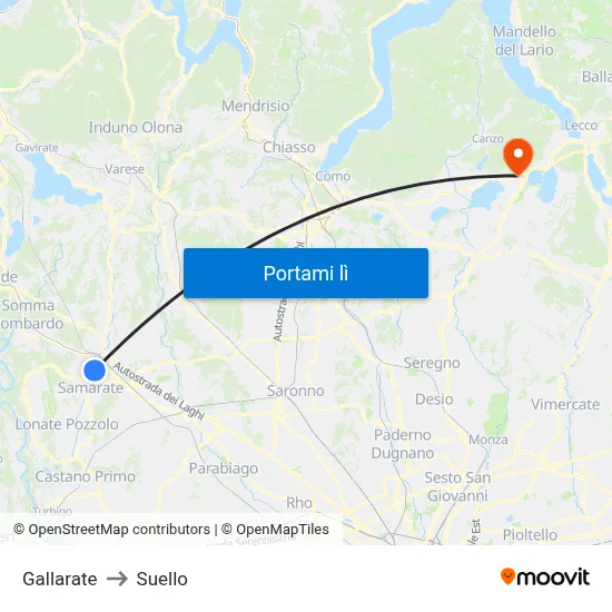 Gallarate to Suello map