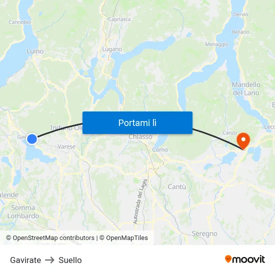 Gavirate to Suello map