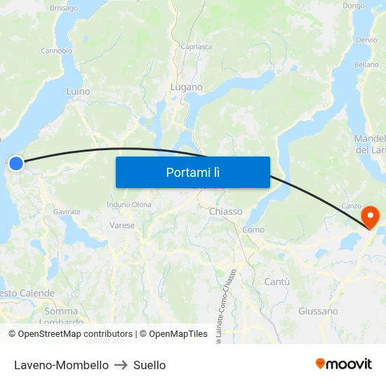 Laveno-Mombello to Suello map