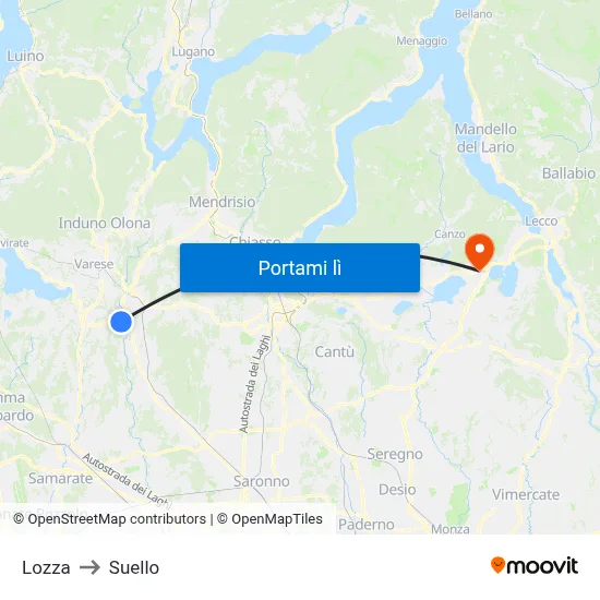 Lozza to Suello map