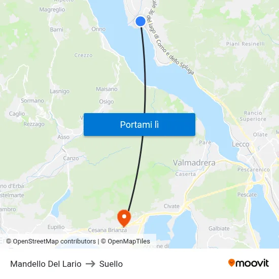 Mandello Del Lario to Suello map