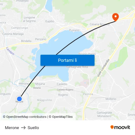 Merone to Suello map